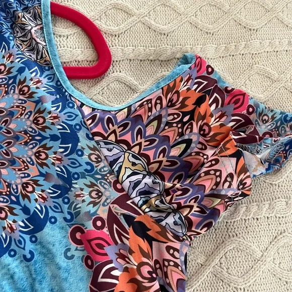 New! Blue Time Brand Summer Cold Shoulder Short Sleeve Dress Sz 3X - Picture 12 of 16